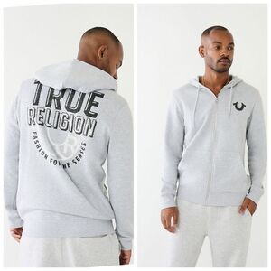True Religion Men's Classic Logo Zip-Up Hoodie Sweatshirt NWT 2XL
